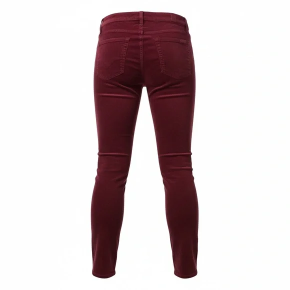 7 For All Mankind Women's Burgundy Velvet Straight Leg Jeans - Picture 2 of 5